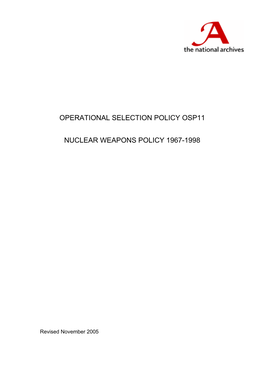 OSP11: Nuclear Weapons Policy 1967-1998