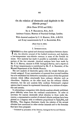 On the Relation of Chamosite and Daphnite to the Chlorite Group. 1 (With Plates XVIII and XIX.) by A