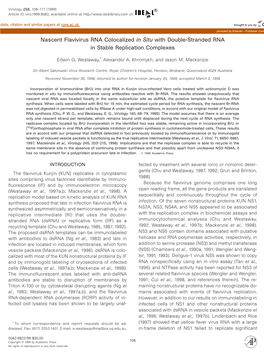 Nascent Flavivirus RNA Colocalized in Situ with Double-Stranded RNA in Stable Replication Complexes