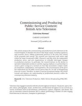 Commissioning and Producing Public-Service Content: British Arts Television