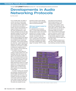 Developments in Audio Networking Protocols By: Mel Lambert