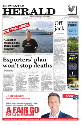 Off Jack Exporters' Plan Won't Stop Deaths