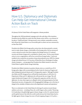 How U.S. Diplomacy and Diplomats Can Help Get International Climate Action Back on Track by Alan Yu December 8, 2020