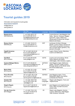 Tourist Guides 2019