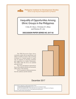 Inequality of Opportunities Among Ethnic Groups in the Philippines Celia M