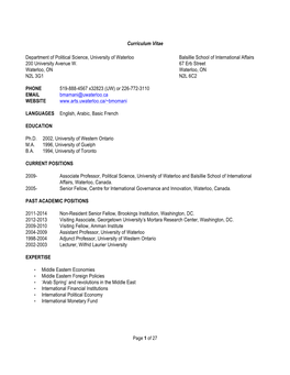 Page 1 of 27 Curriculum Vitae Department of Political Science