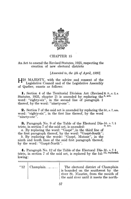 “ 12 Champlain the Electoral District of Champlain Is Bounded on the Southwest by the River St