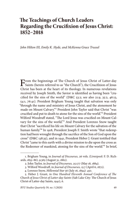 The Teachings of Church Leaders Regarding the Crucifixion of Jesus Christ: 1852–2018