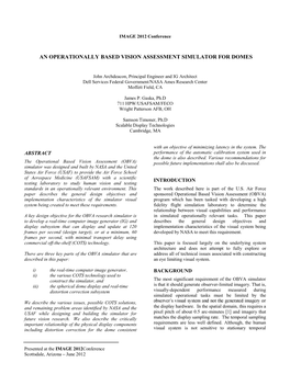 An Operationally Based Vision Assessment Simulator for Domes