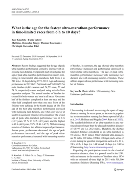 What Is the Age for the Fastest Ultra-Marathon Performance in Time-Limited Races from 6 H to 10 Days?