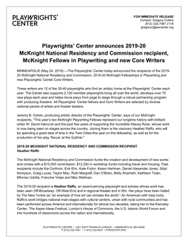 2019-20-Mcknight-Playwriting-Fellows