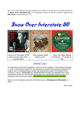 Snow Over Interstate 80, Un Immaginario Album Di Canzoni Natalizie Registrato Da Bob Dylan a Metà Degli Anni '60