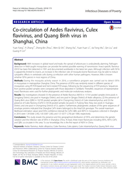 Co-Circulation of Aedes Flavivirus, Culex Flavivirus, and Quang Binh