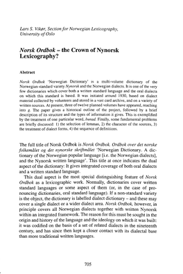 Norsk Ordbok - the Crown of Nynorsk Lexicography?