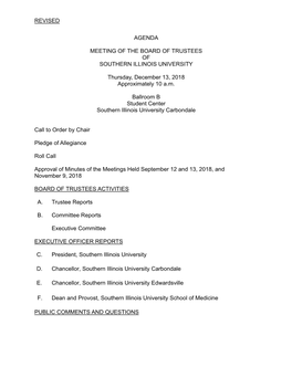 Revised Agenda Meeting Of