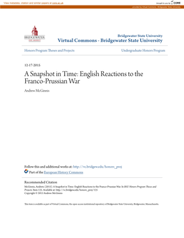 English Reactions to the Franco-Prussian War Andrew Mcginnis