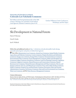 Ski Development in National Forests Harris D