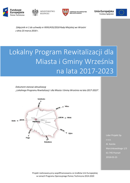 Lokalny Program Rewitalizacji Dla Miasta I Gminy Września Na Lata