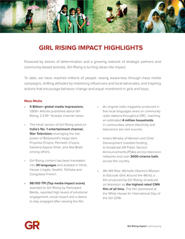 Girl Rising Impact Highlights
