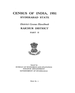 District Census Handbook, Raichur, Part II