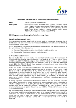 1 Method for the Detection of Pospiviroids on Tomato Seed Crop