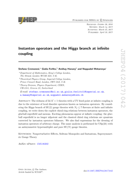 Arxiv: Instanton Operators and the Higgs Branch at Infinite Coupling