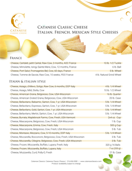 Italian, French, Mexican Style Cheeses