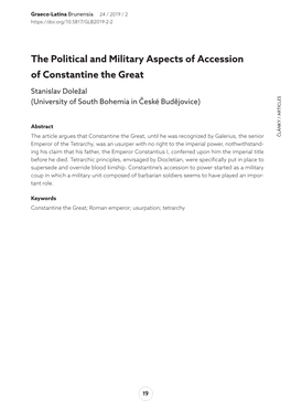 The Political and Military Aspects of Accession of Constantine the Great