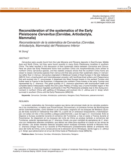 Reconsideración De La Sistemática De Cervavitus (Cervidae, Artiodactyla, Mammalia) Del Pleistoceno Inferior