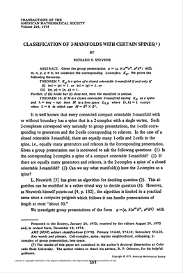 Classification of 3-Manifolds with Certain Spines*1 )