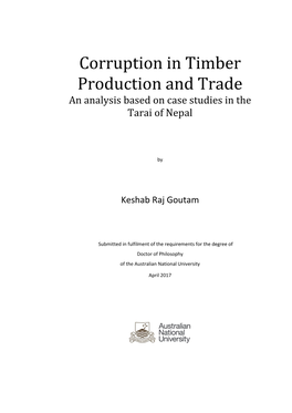Corruption in Timber Production and Trade an Analysis Based on Case Studies in the Tarai of Nepal