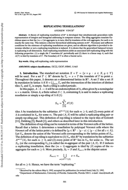 REPLICATING TESSELLATIONS* ANDREW Vincet Abstract