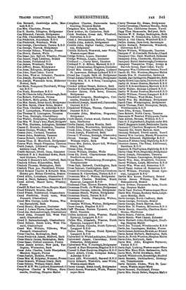 SOMERSETSHIRE. Jt'ar 543 Cox Bernard, Gawbridge Mi1ls, Mar- Creighton Charles, Farncombe Farm, Curry Thomas Hy