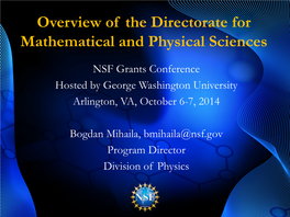 Mathematical and Physical Sciences