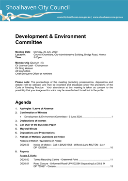 Agenda of Development & Environment Committee