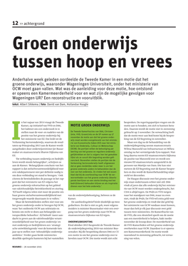 Groen Onderwijs Tussen Hoop En Vrees