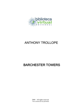 Anthony Trollope Barchester Towers