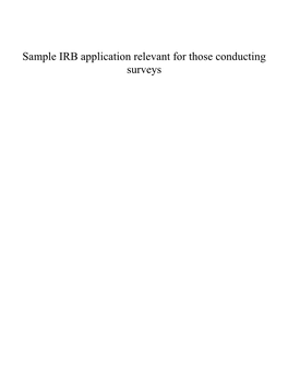 Sample IRB Application Relevant for Those Conducting Surveys