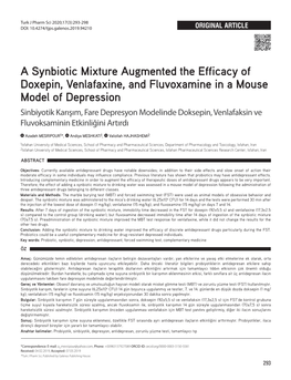 A Synbiotic Mixture Augmented the Efficacy of Doxepin, Venlafaxine