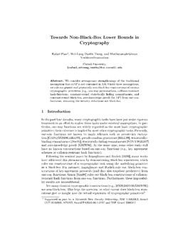 Towards Non-Black-Box Lower Bounds in Cryptography