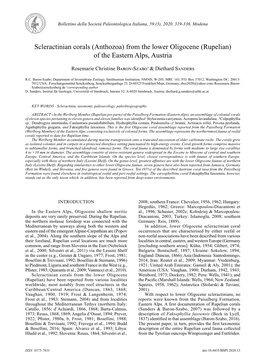 (Anthozoa) from the Lower Oligocene (Rupelian) of the Eastern Alps, Austria