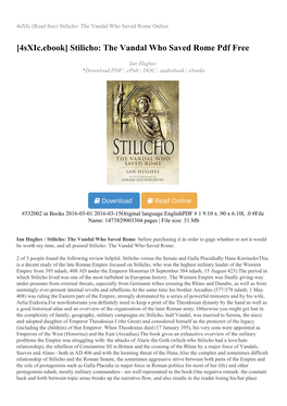 Stilicho: the Vandal Who Saved Rome Online