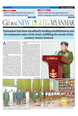 Tatmadaw Has Been Steadfastly Leading Establishment and Development Tasks of the State, Fulfilling the Needs of the Country: Senior General