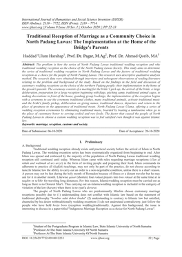 Traditional Reception of Marriage As a Community Choice in North Padang Lawas: the Implementation at the Home of the Bridge's Parents