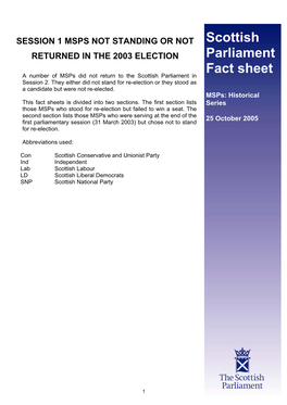 Msps Not Standing Or Not Returned in the 2003