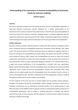 Understanding of the Mechanisms of Chemical Incompatibility of Ammonium Nitrate by Molecular Modeling