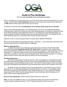 Guide to Plus Handicaps Or: Fun with Icky Math (And Confusing Concepts)