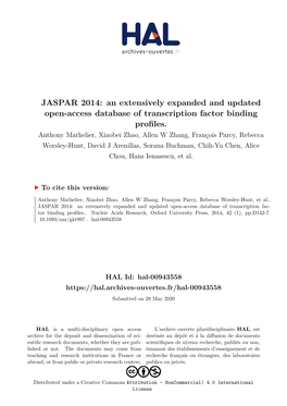 JASPAR 2014: an Extensively Expanded and Updated Open-Access Database of Transcription Factor Binding Profiles