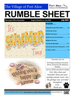 Rumble Sheet July 2021
