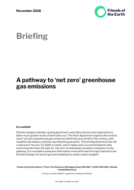 A Pathway to Net Zero Greenhouse Gas Emissions